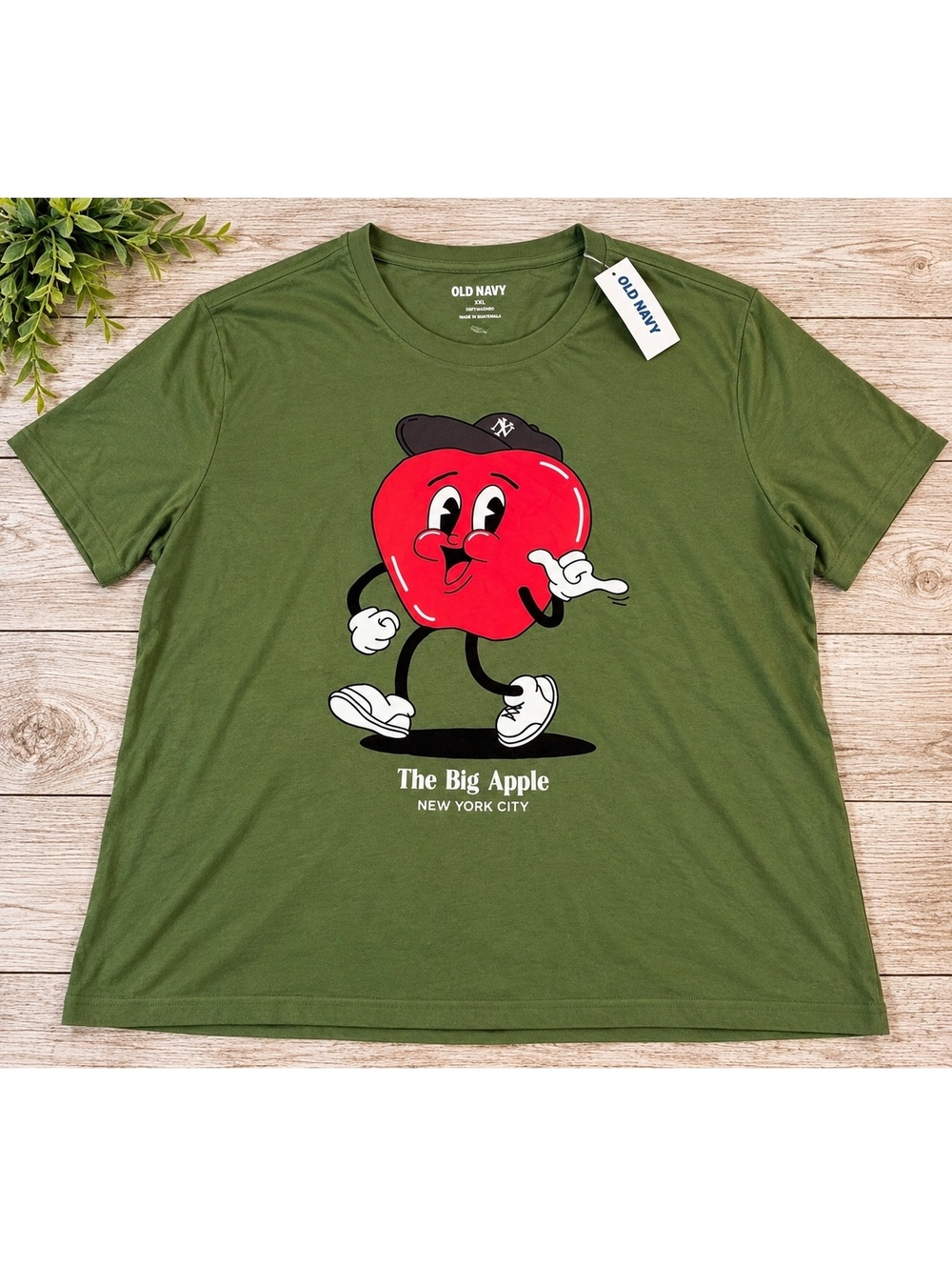 Old Navy XXL The Big Apple NYC Graphic Tee Green New York City T Shirt